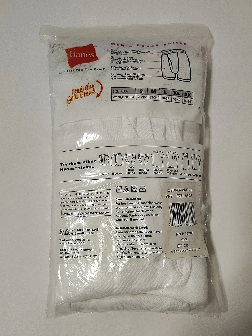 Vintage 2000 Hanes Men’s White Boxer Briefs - 2 Pack - Size L 36-38